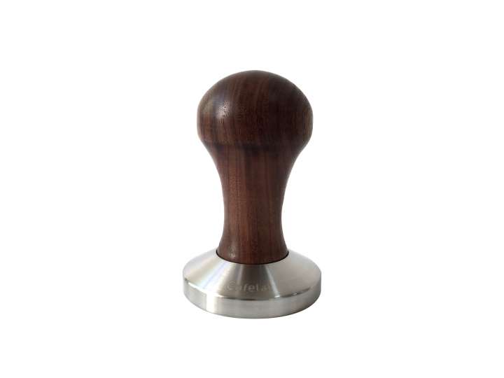 PRESSINO PER ESPRESSO IN LEGNO DI NOCE CON BASE CONVEX INOX 58mm