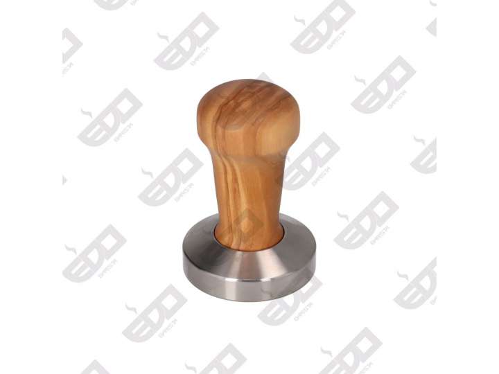 EDO MANUAL ERGONOMIC TAMPER - YOUNG SERIES - OLIVE WOOD HANDLE - STAINLESS STEEL FLAT BASE Ø 54mm